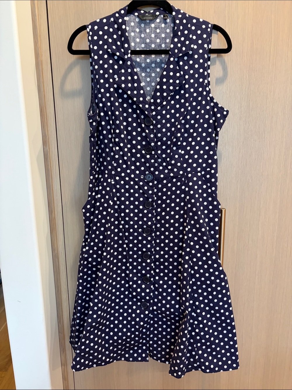 Mlle Gabrielle Navy Blue Polka Dot Midi Dress